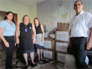 Juliana Monteiro (gerente da M&M Gestão Condominial), Andrea Almeida Martins (coordenadora do Sagrado Coração de Maria), Regina Coeli Faustini Baglioli (diretora geral do colégio) e Cyro Bach Monteiro (diretor da M&M Gestão Condominial)